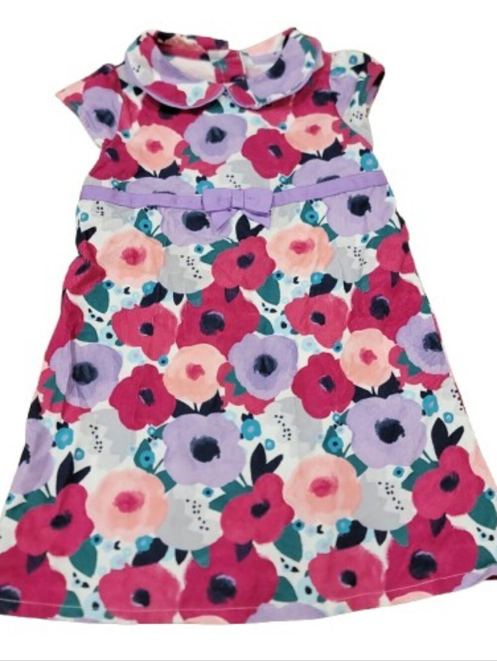 Gymboree Collared Dress Toddler Girls 2T Pink Purple Floral Short Sleeve Button